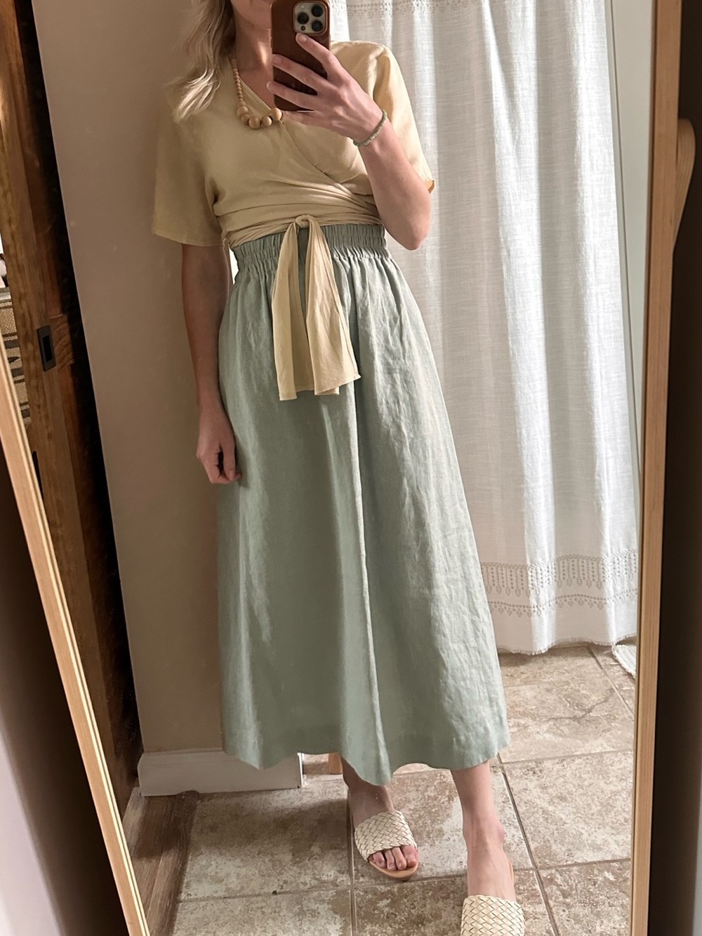 Not Perfect Linen Sion Skirt in color Succulent - Picture 3 of 4